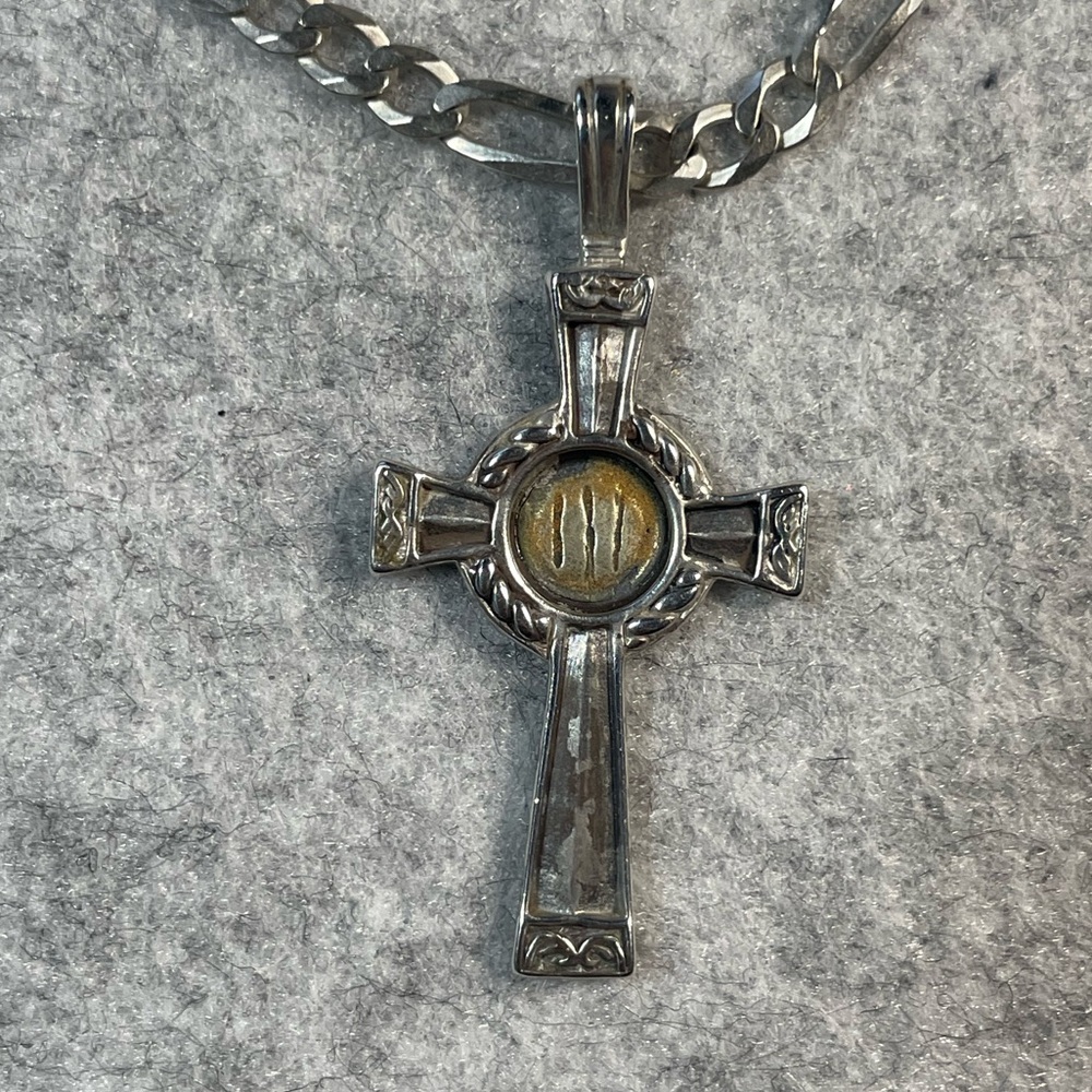 Vintage P.Lux Silver Figaro W/Antique Sterling Celtic Cross